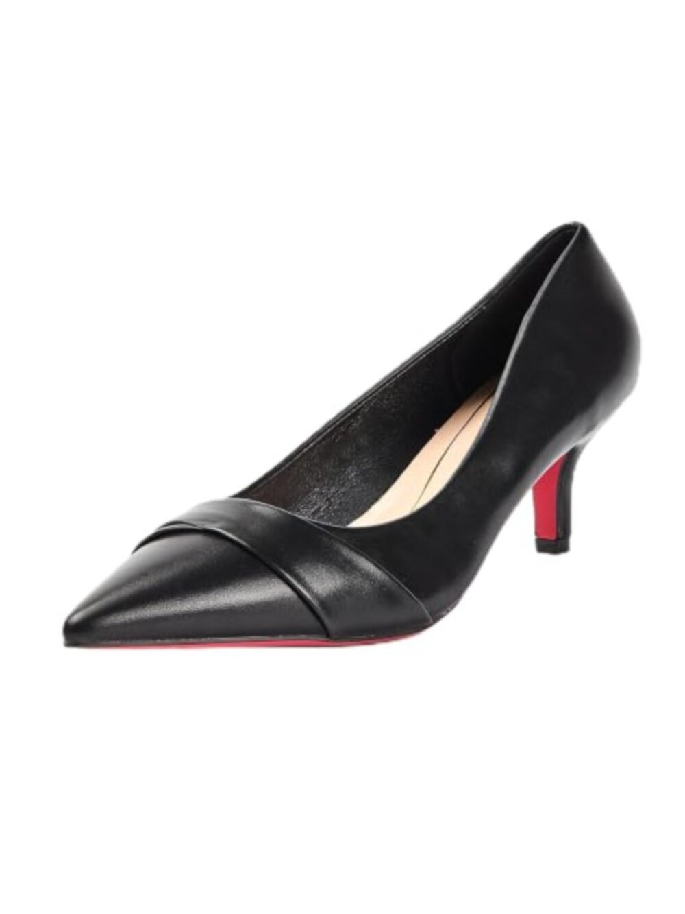 Pointed Toe Kitten Heels for Women Slip On Low Heels with Twisted Strap